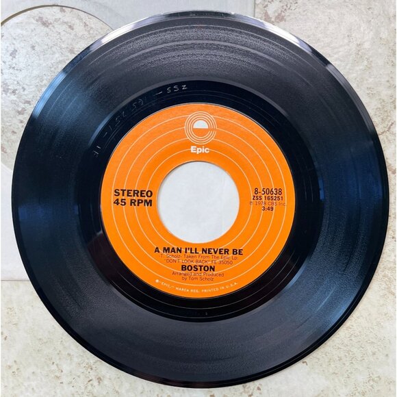 Boston Don't Be Afraid / A Man I'll Never Be 45 Epic 8-50638 1978 - Picture 6 of 6